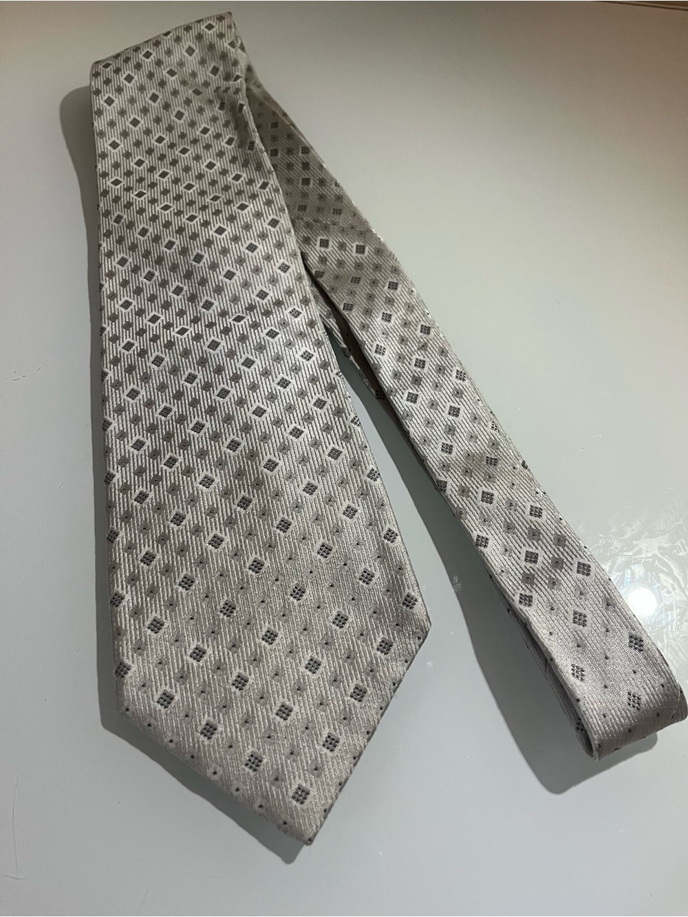 Brooks Brothers Silver Geometric Silk Tie